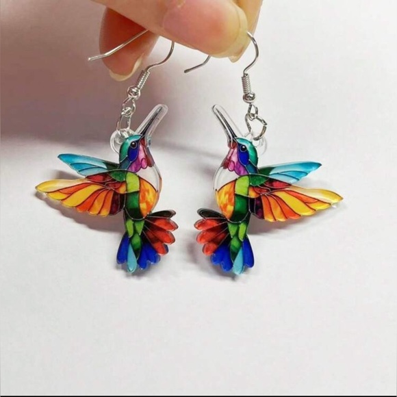 ✨Colorful Hummingbird hypoallergenic Necklace and Earrings Set - Picture 3 of 4